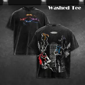 Teenage Mutant Ninja Turtles TMNT Graphic Vintage Washed Tee Retro 90s Inspired Short Sleeve Crewneck Oversized Streetwear Shirt for Daily and Nostalgic Events
