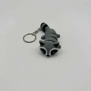 Grey Raccoon Keychain - Features Black Eyes, Gray Fur, and Black Coat, Ideal for Keyring and Clip Attachment purse wrist strap Beaded Charms