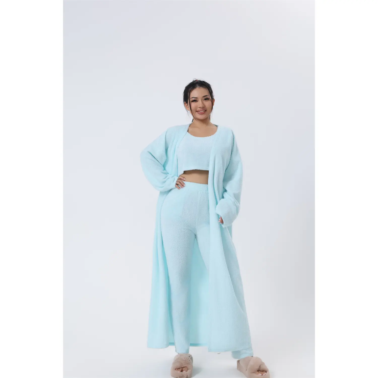 Cozy Pajama Set, 3 Piece Lounge Set, Cute Loungewear, Warm Suit Sets, Matching Set, Lounge Set, 3 Piece Pant Sets, Women Winter Dress Does not apply