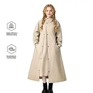 Women's Lightweight Waterproof Rain Poncho Portable Full Body Rain Coat for Cycling Riding Camping Summer Outdoor Gear Large Hooded Raincoat with Poncho Jacket