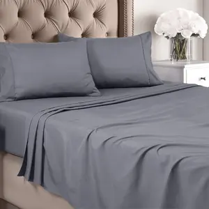 Sheet Set - Brushed Microfiber - Soft Bed Sheets for  Size Bed Set - Includes 1 Fitted, 1 Flat, & 2 Pillow Cases - Deep Pocket (Grey)
