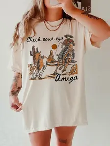 Check your Ego Amigo UNISEX Tee Comfort Colors Howdy Cowboy Vintage Western Cowgirl Shirt Texas Oversized T Shirt Retro Midwest Wild West