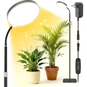20W Full  Grow Light for Indoor , 63in Adjustable Floor Lamp with Gooseneck, 4000K  Sunlike Light, 3/9/12H Auto /Off Timer, 10-Level Dimmable for Tall Small