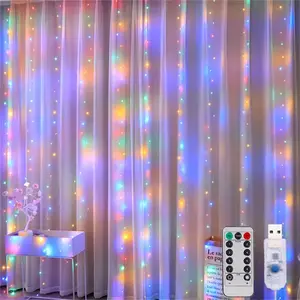 LED Curtain Light, 1 Count USB Powered LED Curtain String Light With Remote Control, 8 Light Modes Background Night Light, Ambient Light For Home Party Decor tiktokshopspringglowup