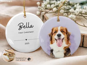 Personalized Pet Watercolor Ornament Using Pet's Photo + Name - Custom Ornament Dog Ornament Personalized Dog Ornament Custom Dog