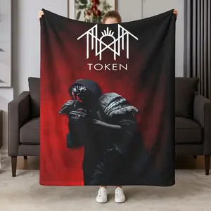 Sleep Token theme blanket, soft and warm flannel material, with classic totem design, suitable for home decoration, outdoor camping, sofa leisure blanket, bedroom cover, soft skin-friendly all-season blanket, fan gift blanket