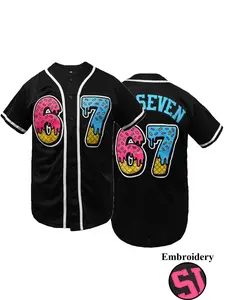 SIX SEVEN Stitched Men Women Baseball Shirt, V Neck Short Sleeves Loose Fit Breathable Casual Sportswear, Sports Clothing, Sports Top, Athletic Tops, Fashion 67 Baseball Jersey,Perfect for Training and Competiton,Outdoor Activities,Y2K