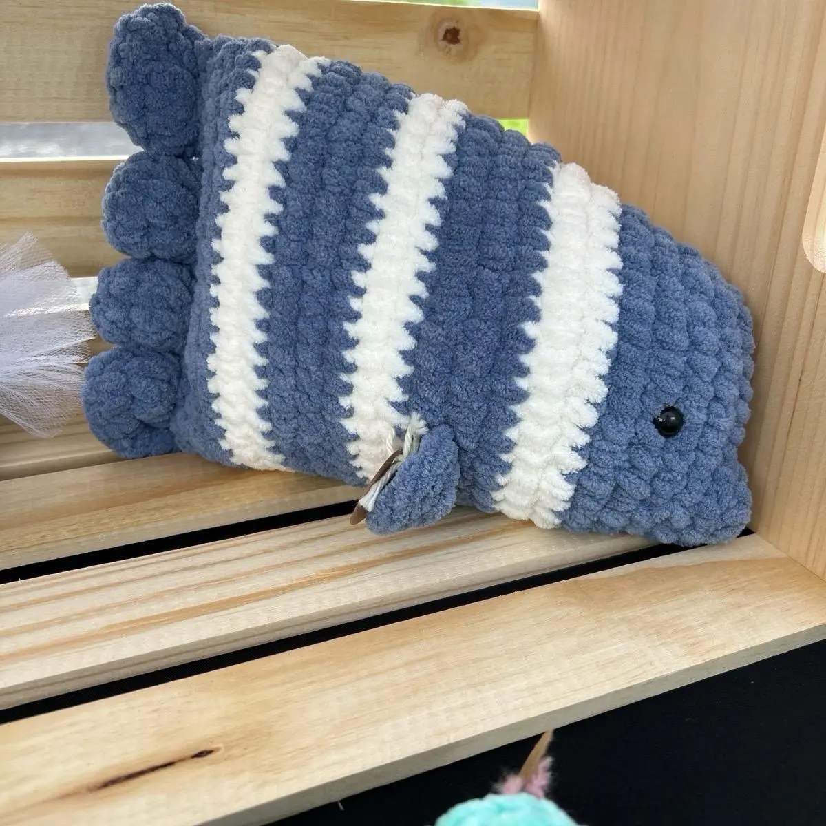 Crocheted Blue and White Butterfly Fish