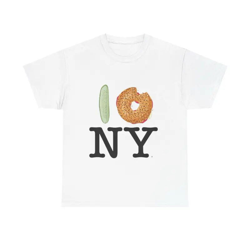 Unisex Pickle And Bagel I Love NY White T-Shirt
