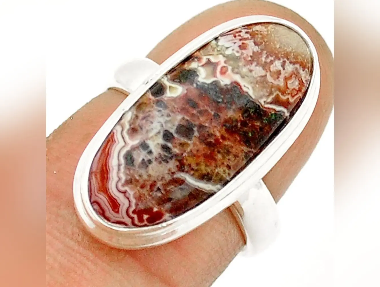 Mexican Laguna Lace Agate Sterling Silver Rings