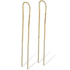 Altitude Boutique Chain Gold Plated Threader Long Dangle Earrings | Gold Vermeil or Sterling Silver Chain Earrings