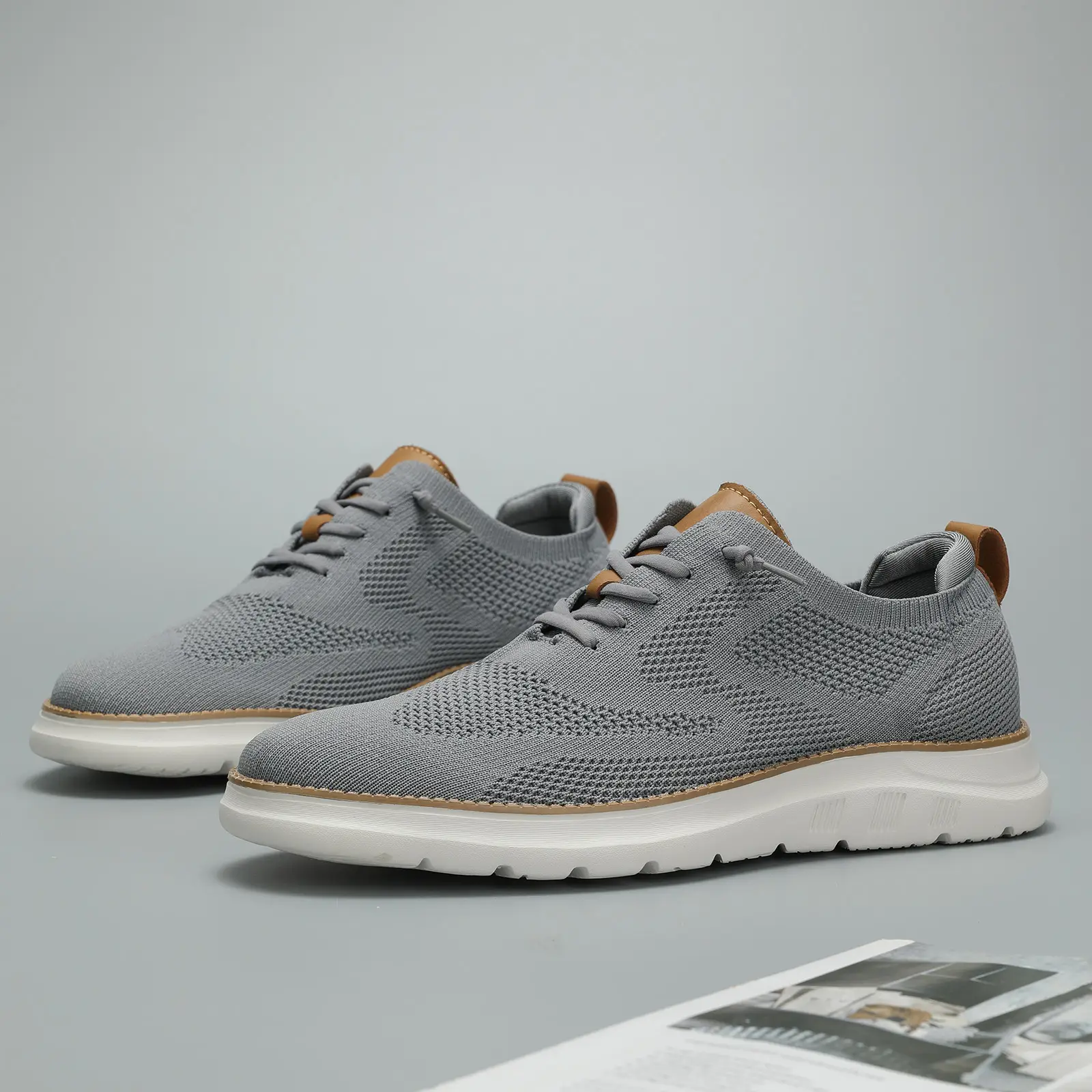 Mens Casual Dress Oxfords Shoes Fashion Mesh Business Walking Work Slip on Sneakers Comfortable Lightweight Soft Sole Red Boy Running