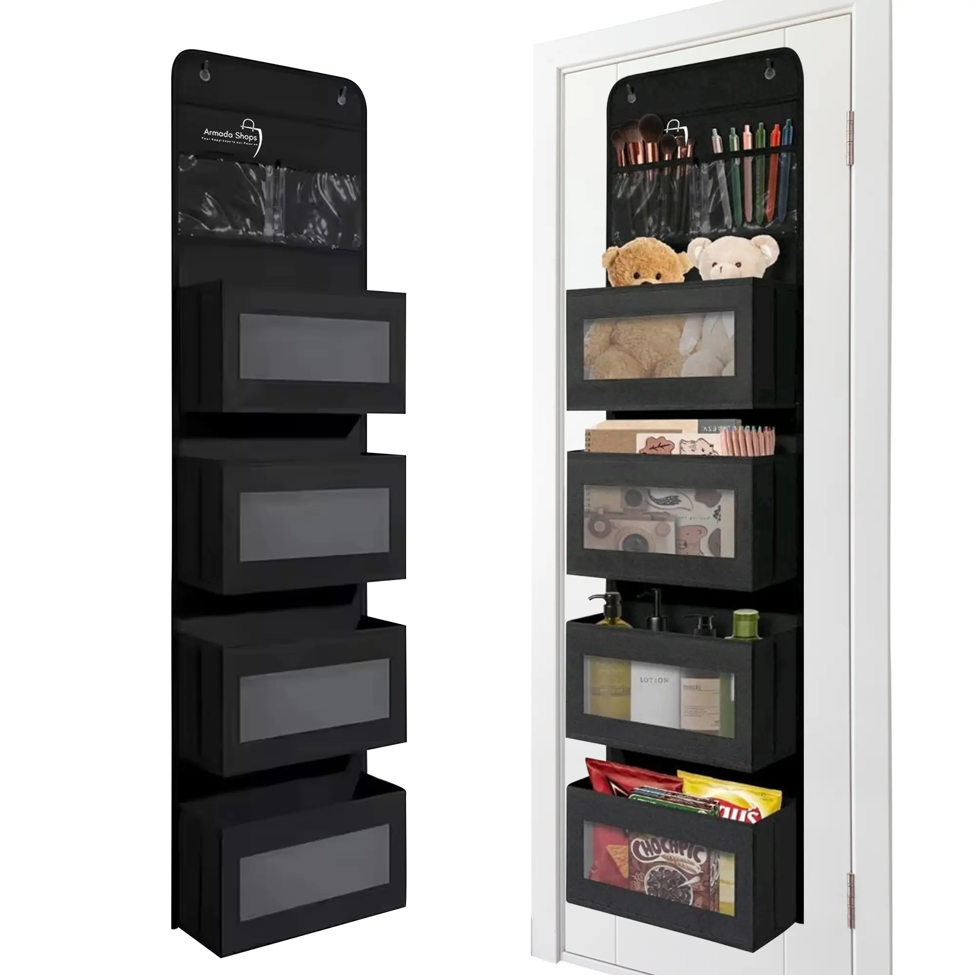 Heavy Duty Over Door Organizer, Wall Mount Hanging Organizer Storage with 4 Large Capacity Pockets, Closet Bathroom Nursery Bedroom Dorm, Hangable