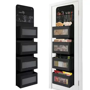 Heavy Duty Over Door Organizer, Wall Mount Hanging Organizer Storage with 4 Large Capacity Pockets, Closet Bathroom Nursery Bedroom Dorm, Hangable
