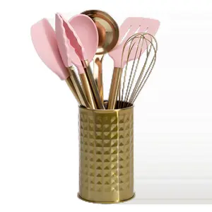 Paris Hilton 7-Piece Cooking Utensils Set, Silicone and Stainless Steel, Pink Epoca International