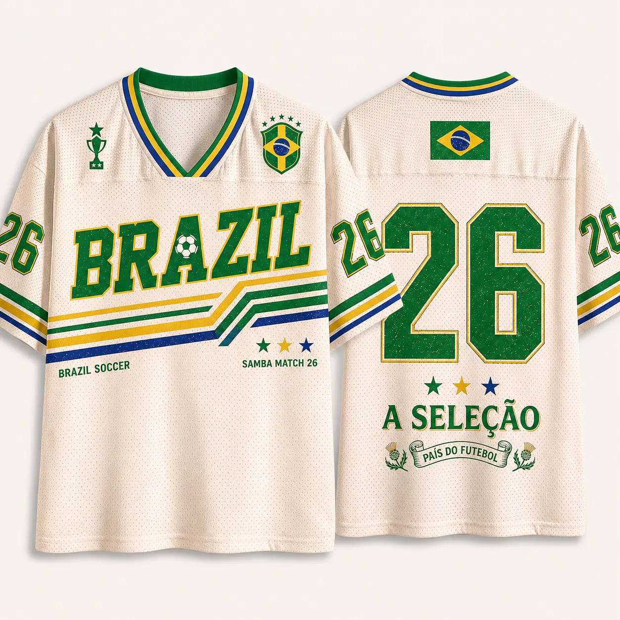 Brazil Soccer Jersey, Retro Samba Shirt, Custom Name Number Jersey, Brazilian Football Fan Gift