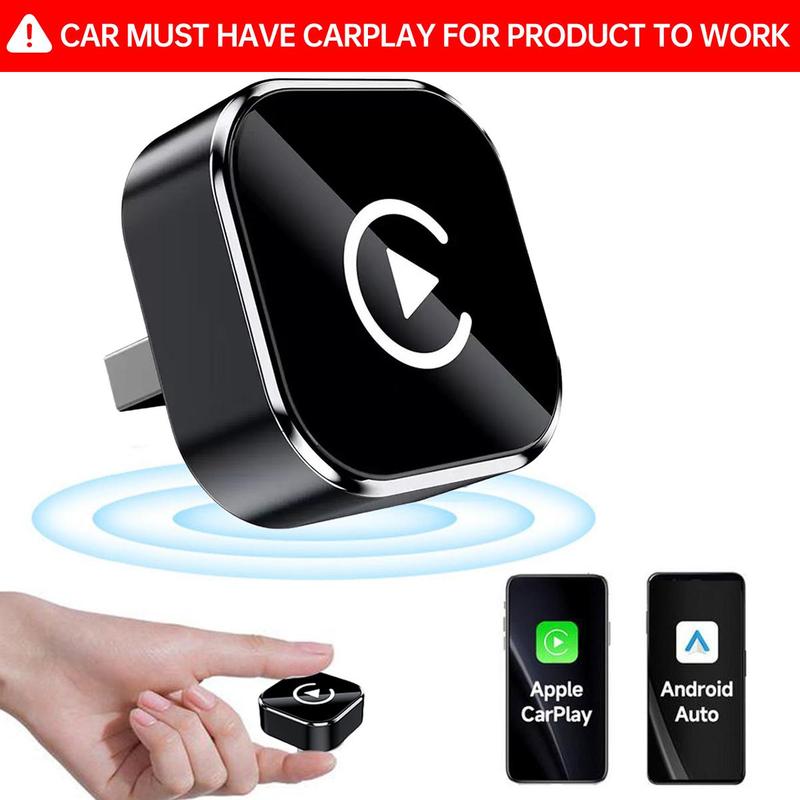 2 in 1 Wireless Apple CarPlay Adapter, for both Apple and Android,converts wired to wireless, suitable for factory wired CarPlay cars from 2017+ Black