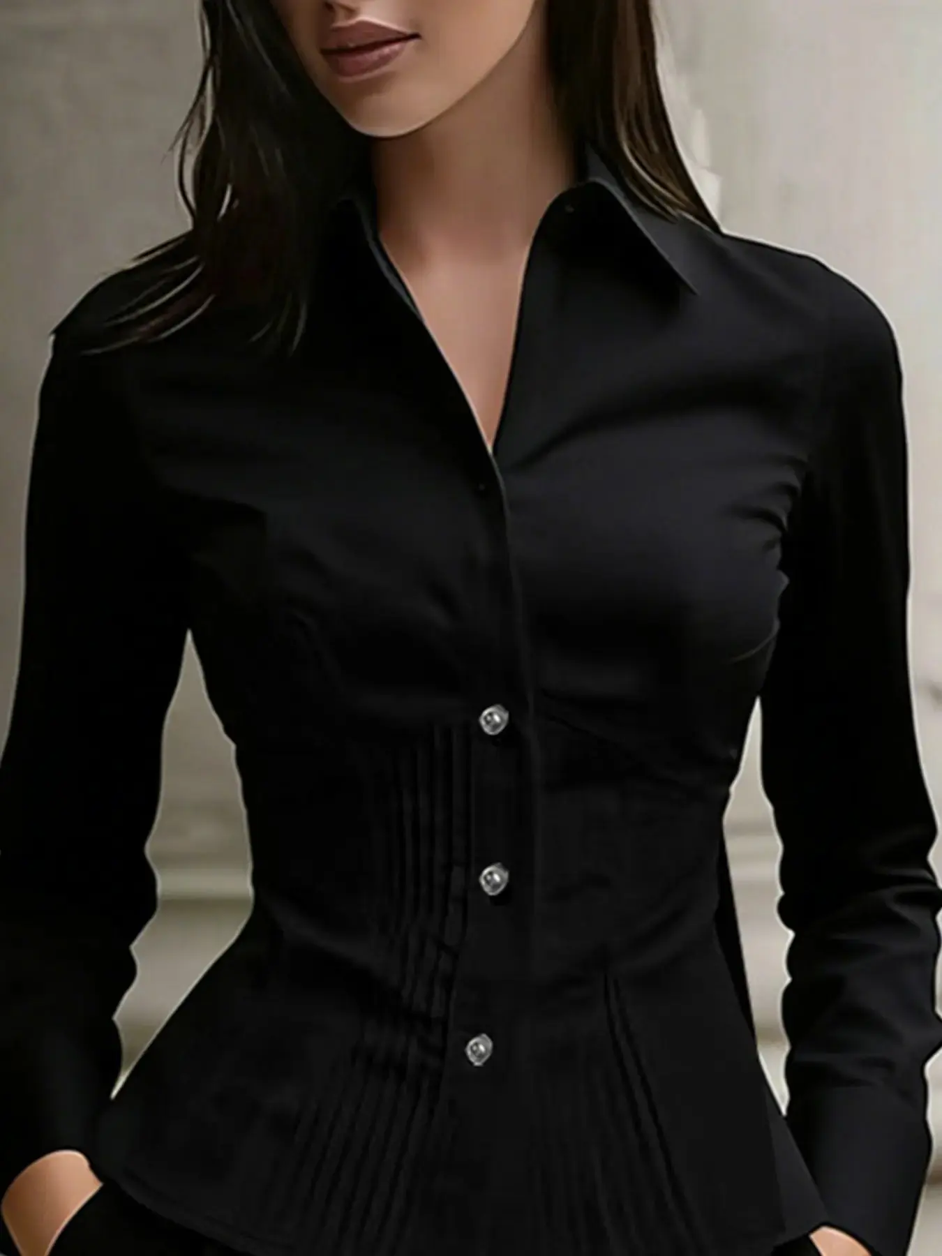 Women's Elegant Formal Fashion New Slim Fit Long Sleeve Shirt Blouse Top Professional Style, Solid Color, All Seasons, Versatile Everyday Office and Workwear Commute, Wardrobe Staple, Plain Style, Easy Fit