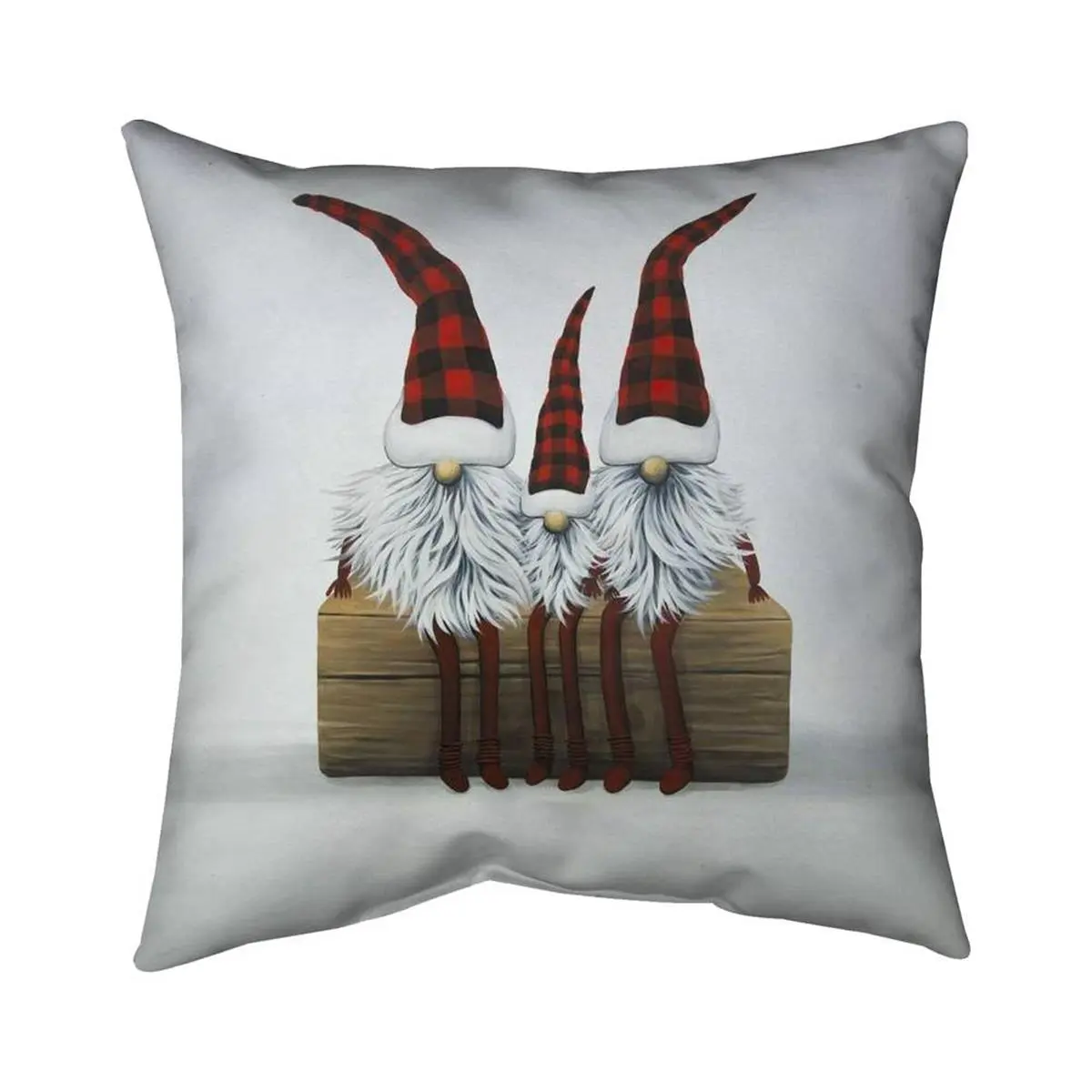 212 MAIN Standard Size Indoor Pillow - 20x20 in, 3 Christmas Gnomes Design, Double-Sided Print, Holiday Vibe Accent for Indoor Use