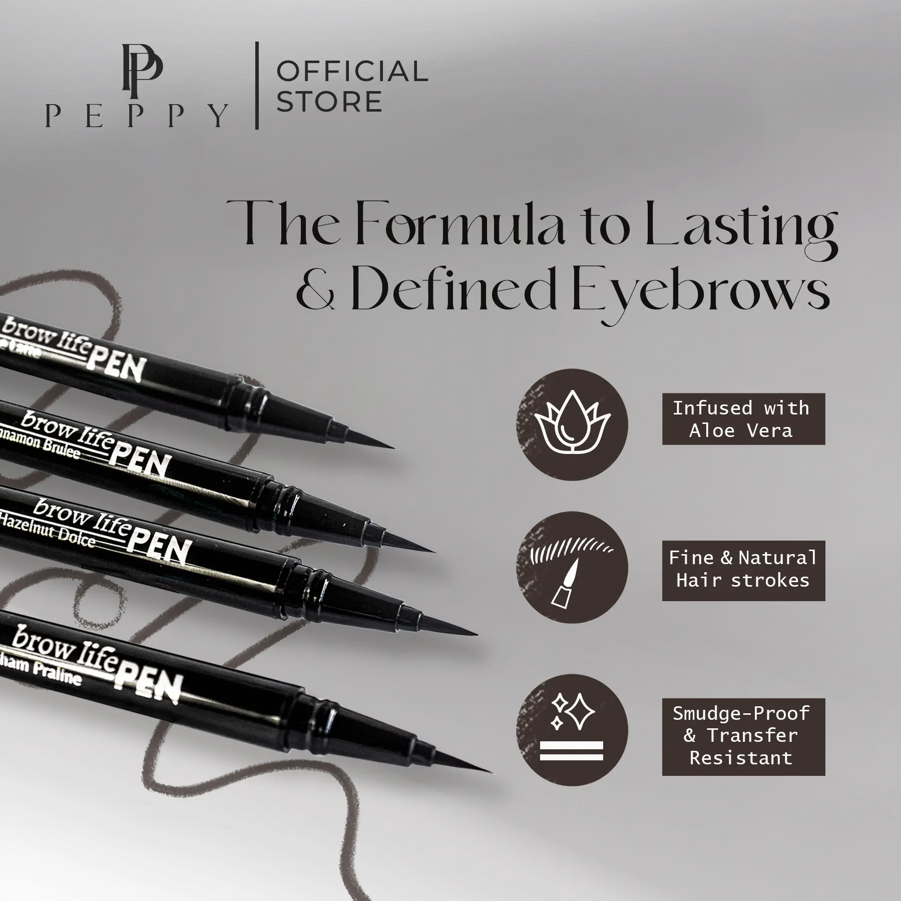 Peppy Brow Life Pen, Creates Long Lasting Natural Smudge Resistant Eyebrow eyebrow pen