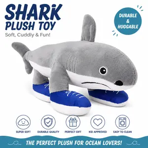 Kids Plush Shark Toy with Sneakers – Soft Stuffed Animal, Cuddly Sea Creature for Boys & Girls, Perfect Birthday Gift