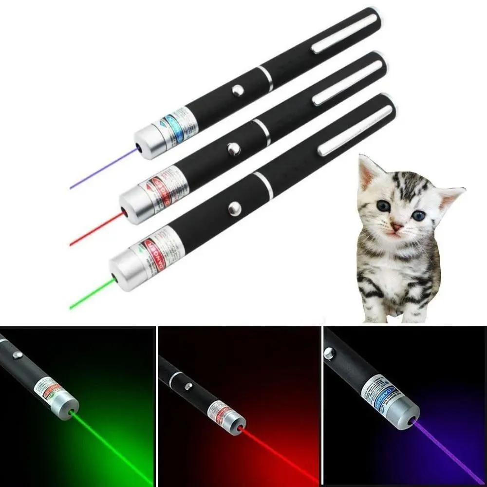 LED Laser Pointer Pet Teaser Toy Pen - Metal Alloy, Anti-Slip Design, Press to Power On Key Switch, Pen Clip, Mini Size Lightweight Pocket-Size Easy to Carry, 530/405/650nm Dots, Cat Relieve Anxiety, Classroom Teaching Cue Use