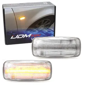 iJDMTOY Clear Lens Amber Full LED Front Fender Turn Signal Side Marker Light Kit For Audi A4 A6 A8 TT, Powered by 21-SMD LED