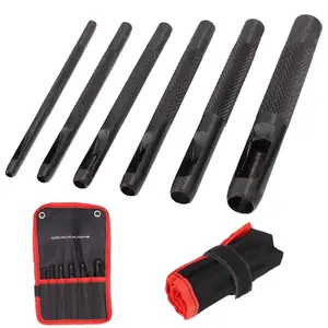 Hollow Punch Set (6 counts) Heavy Duty Round Leather Punch Set Kit Hole Punch Set Punch Cutter Tool for Watch Belt Cloth Leather Gaskets with Storage Bag 1/8" 5/32" 3/16" 7/32" 1/4" 5/16"
