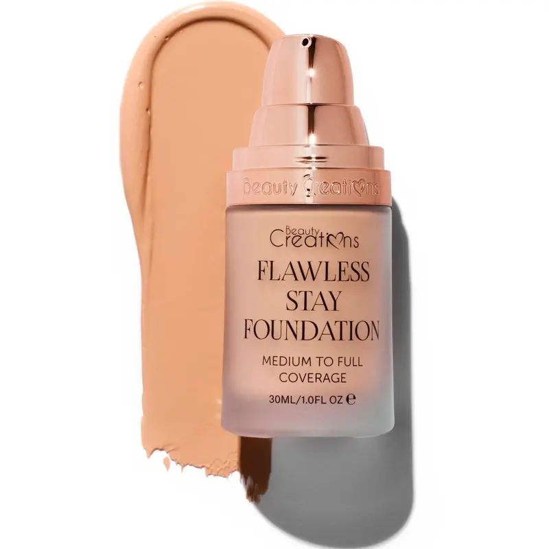 LIQUIDO! Beauty Creations Flawless Stay Liquid Foundation Bottle - Hydrating Makeup Products with Vitamin E, Soft-Focus Pigments, Oil-Free, Long-Wear Satin Glow Finish, Medium-to-Full Buildable Coverage, Airbrushed Photo-Ready Look, For Oily/Dry Skin, Hyd