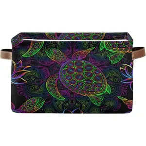 Rectangular Basket Neon Animal Turtle Organizer Bin Shelf Baskets For Clothes For Home Office Dorm