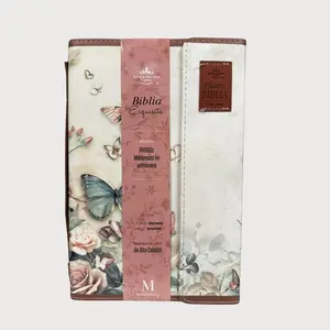 Biblia RVR60 Letra Grande Floral con Mariposas y Asa | Tamaño Manual con Broche Reina Valera 1960