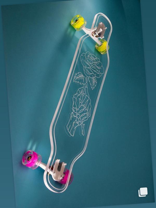 Ghost Long Board Skeleton Rose LED Skateboard - 40" Longboard for All Ages