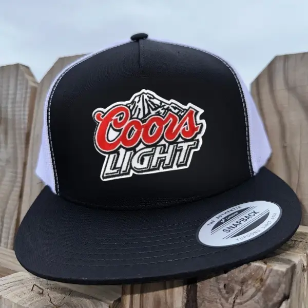 Coors Light Trucker Hat | Embroidered 7 Panel Mesh Snapback | Flat Bill Beer Cap | Outdoor Gift for Men