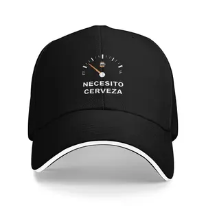 ‘Necesito Cerveza’ Fuel Gauge Graphic Baseball Cap | Black Casual Hat Funny Beer-Lover Statement Cap for Laid-Back Days