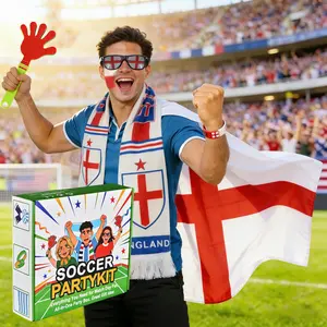 England Soccer Party Supplies – Fan Party Kit, All-in-One Fan Gear with Hand Clapper Noisemaker, Face Paint, Flag, Glasses, Fan Scarf, Wristband for Soccer Watch Party & Sports Eventsy