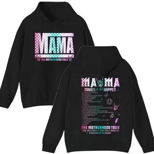 Cotton Short Sleeve  Hoodie  Mama The Motherhood Tour Shirt, Mothers Day Gift, Rocker Mama Shirt, Rocker Mom Tee,Sometimes I Rock It, Makes it All Happen, Front and Casual Fabric