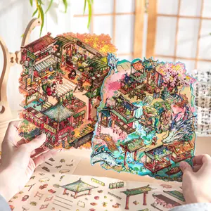 6 sheets/set, stickers, landscaping theme, pvc and white card material, can be used to decorate photo albums, scrapbooks, drinking glasses, DIY phone cases, cards...