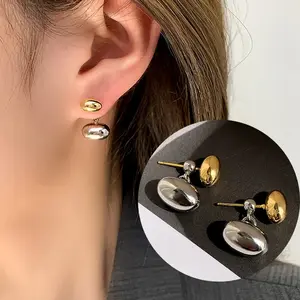Bi Color Drop Earrings - Gold and Silver Design with Unique Shapes and Elegant Finish