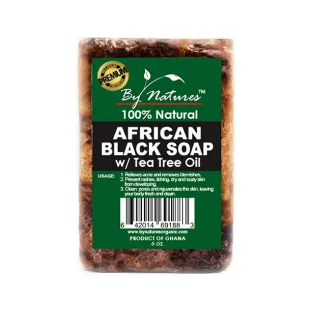 Natures African Black Soap W/Tea Tree Oil 6.5 oz Body Care Acne