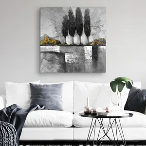 360 stand Artistic Nature-Theme Landscape Wall Art Photo - 32x32 in. Raw Industrial Minimalist High-Detail Print with Trees & Plants, Home Decor for Living Room Spaces, Minimalist Design, Artwork, Decoration, Home Aesthetic