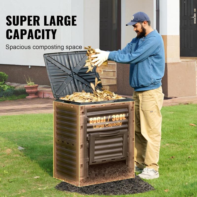 Garden Compost Bin 80 Gallon, BPA Free Composter, Large Capacity ...