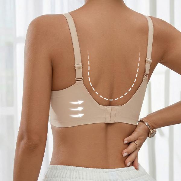 CUTEIO Women’s Wireless Knit Dot Backless Lightweight Push-Up Full Cup Seamless Everyday Tops Lingerie - BE1731, Fits