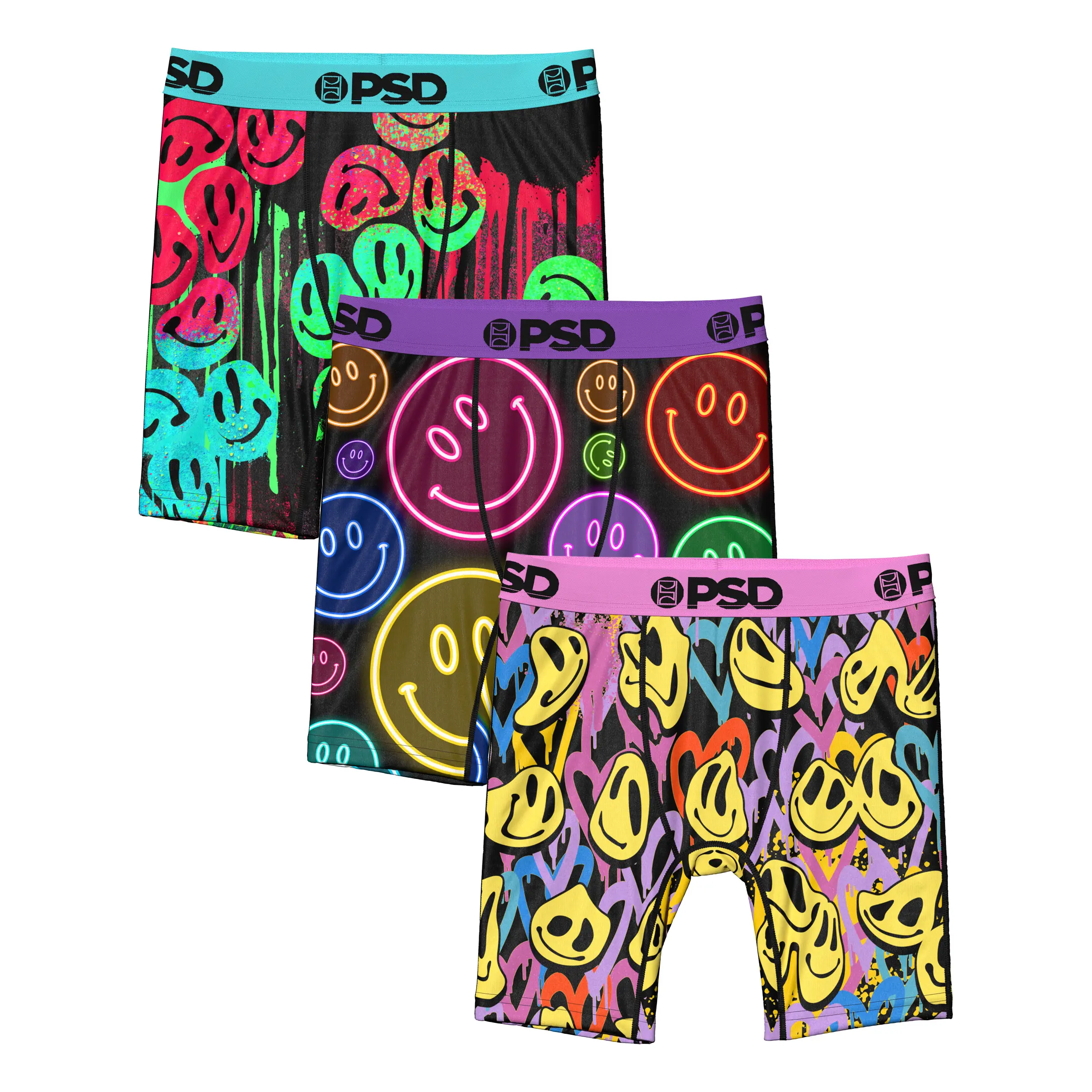 PSD Youth Smiley Glow Boxer Brief 3 Pack - Soft, Breathable and Stretch Comfortable Underwear