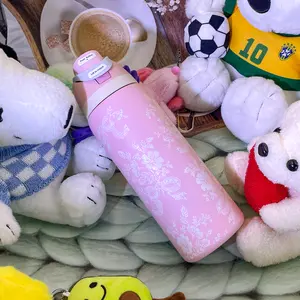 0waIa-(Lace Pink) Dual-Drink Outdoor Sports Water Bottle With Straw, 32oz/945ml, Perfect For Outdoor Camping/Cycling. Features A One-Handed Opening Design, Double-Walled Vacuum Insulation, And A Snap-Lock Portability. Keeps Ice Cubes Warm For 8-12 Hours