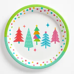 Merry Everything Christmas Paper Plates, 7-Inch, 18 Count