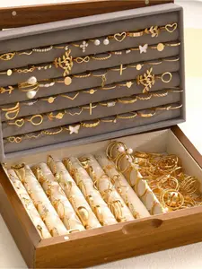 Vintage Multi-Piece Ring Set, Heart Pearl Floral Geometric Design, Elegant Tassel Moon Star Charms, Daily Wear Party Accessories