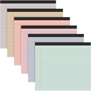 6 count 11" x 9.5" Legal Pads College Ruled Notepad Landscape Notebook Horizontal Lined Notebook 80 Gsm Assorted Colors Paper Pastel Writing Pads for School Office, 40 Sheet (Cute Color)