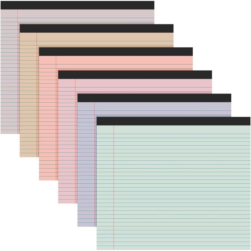 6 count 11" x 9.5" Legal Pads College Ruled Notepad Landscape Notebook Horizontal Lined Notebook 80 Gsm Assorted Colors Paper Pastel Writing Pads for School Office, 40 Sheet (Cute Color)
