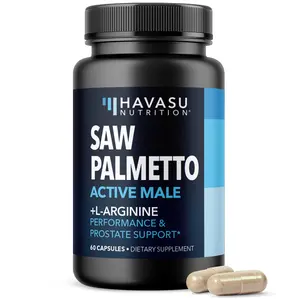 Saw Palmetto with L-Arginine & S7 Blend - Supplement for Male Healthcare, Fitness, Hair & Prostate Support - Amino Acid Supplement - 60 Vegan Dietary