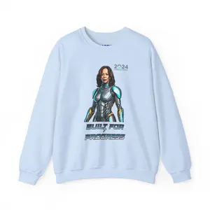 Kamala Harris "Built for Progress" Cyborg Sweatshirt - Futuristic Political Campaign Sweater - Available in Multiple Colors Classic Cotton